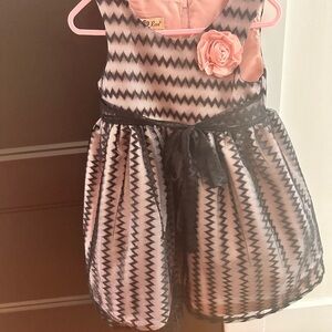 Pink and Black Zigzag Formal Kids Dress